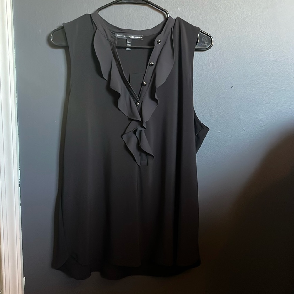 Sleeveless Blouse with Front Ruffle